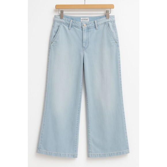 Guess USA Zoya Wide Leg Crop Jeans Light Wash Size 26 - Picture 1 of 10